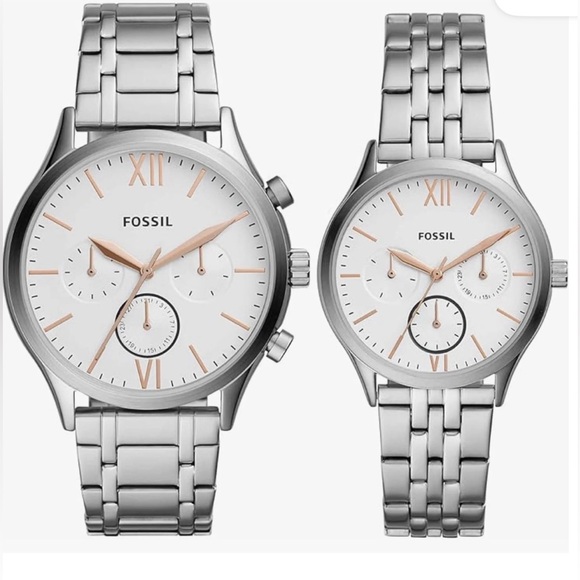 Fossil His and Her Fenmore Midsize White Unisex Watch Set - BQ2468SET